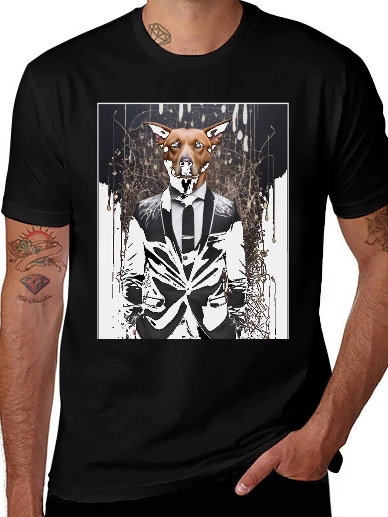 Dog in Suit Graphic T-Shirt