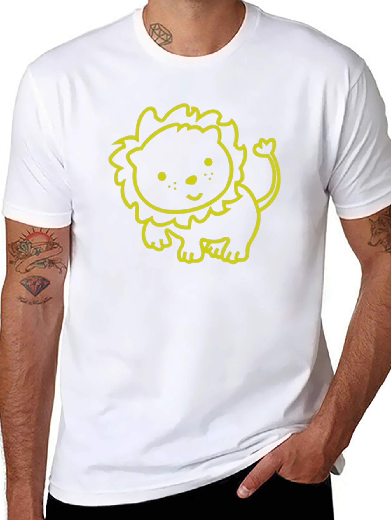 Cute Lion Graphic Tee - Soft Black Cotton T-Shirt