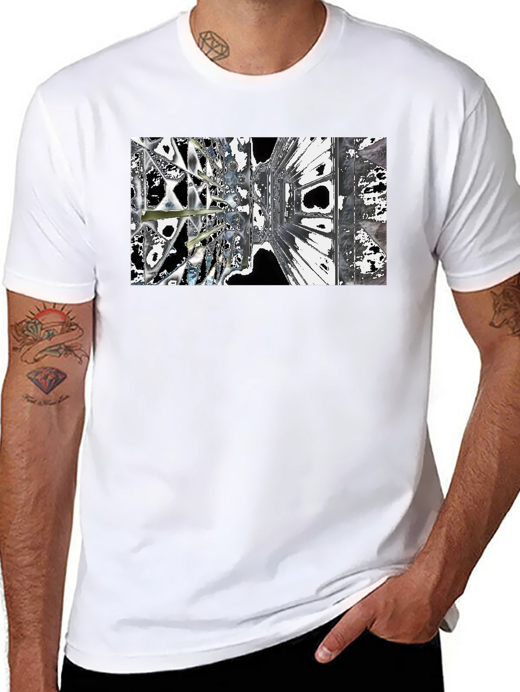 Abstract Architecture Print Black T-Shirt