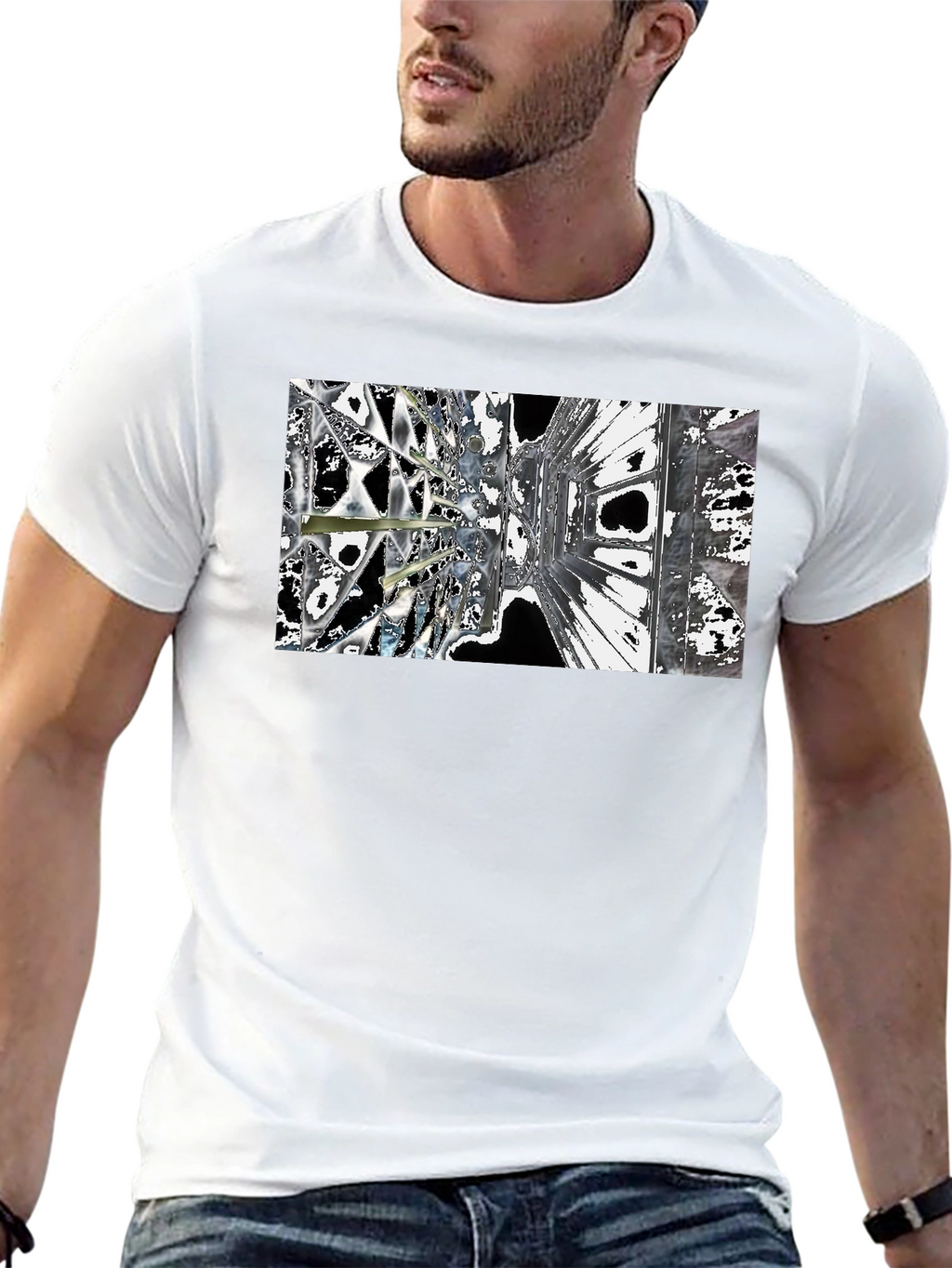 Abstract Architecture Print Black T-Shirt