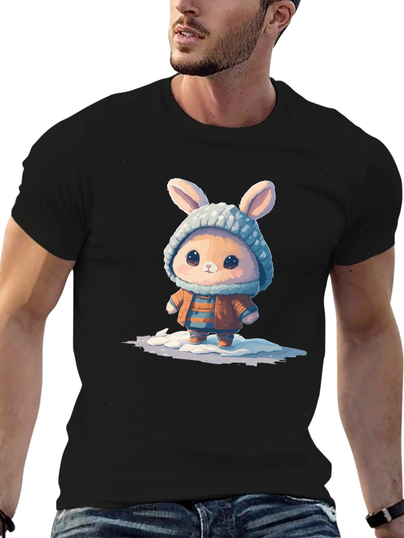Cute Bunny Graphic Tee - Unisex Cotton T-Shirt