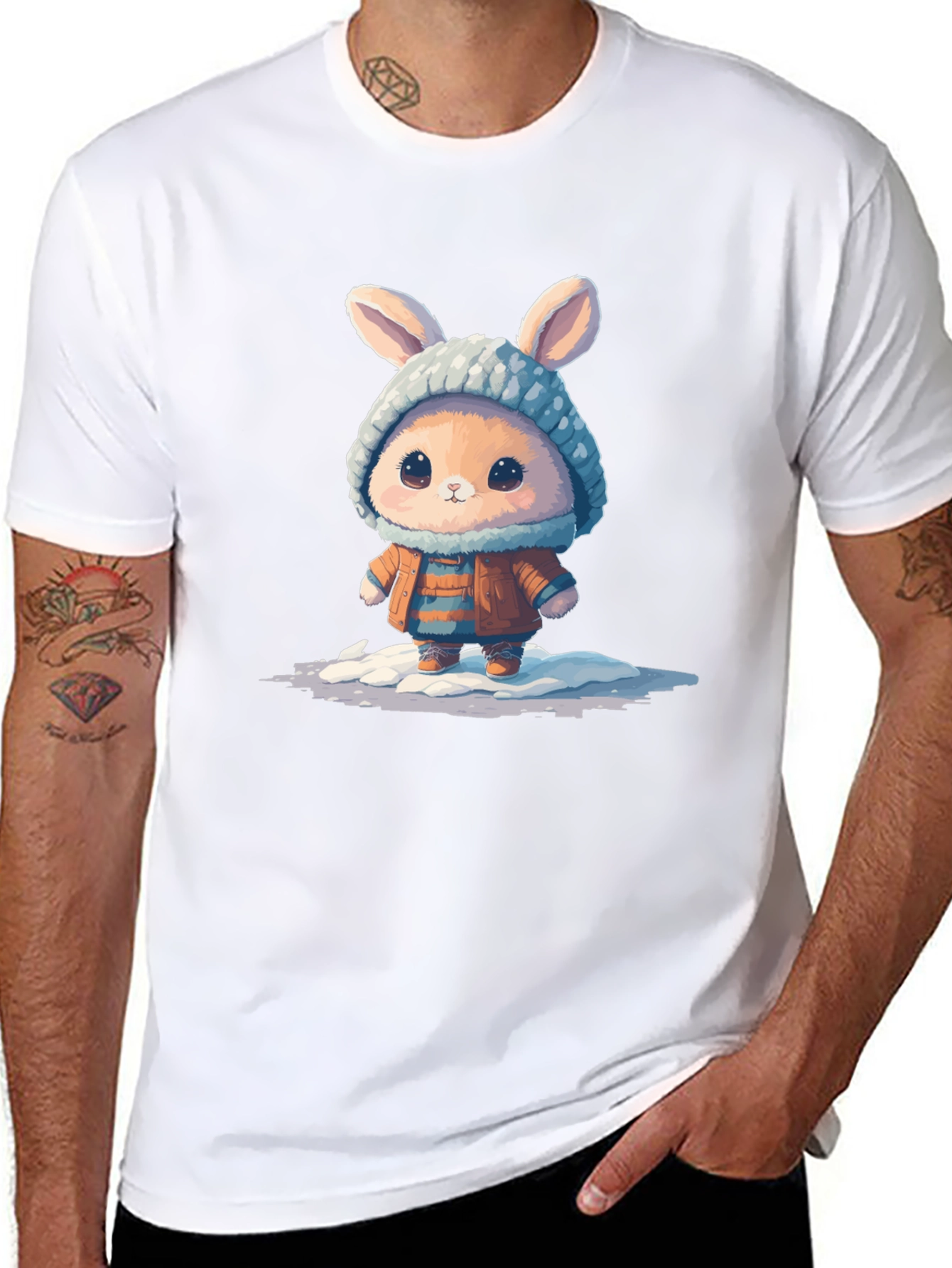 Cute Bunny Graphic Tee - Unisex Cotton T-Shirt