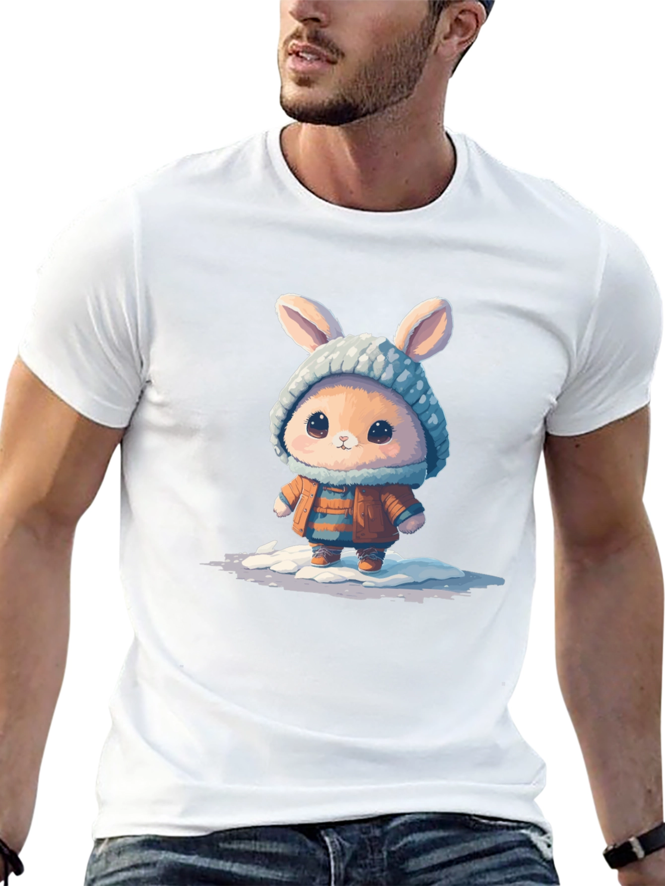 Cute Bunny Graphic Tee - Unisex Cotton T-Shirt