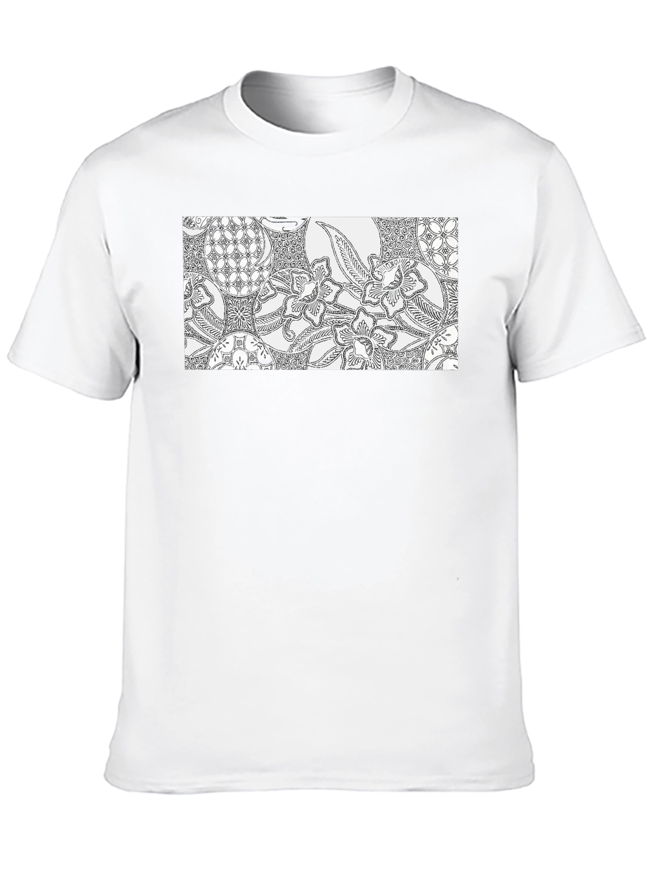 Black Tee with Ornate Floral Pattern Design