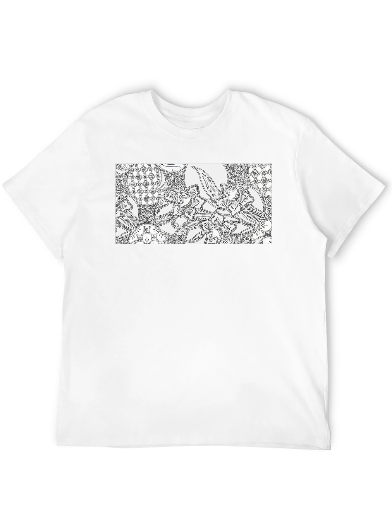 Black Tee with Ornate Floral Pattern Design