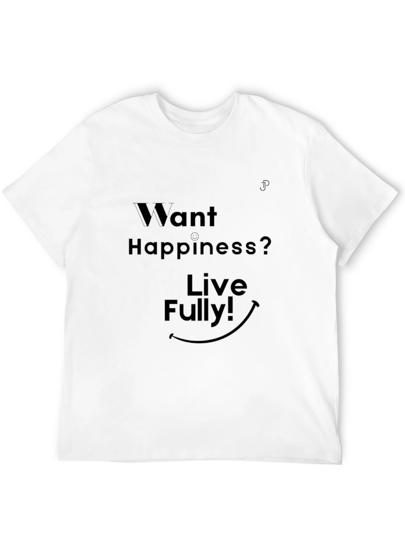 Want Happiness? Live Fully! Black Graphic Tee