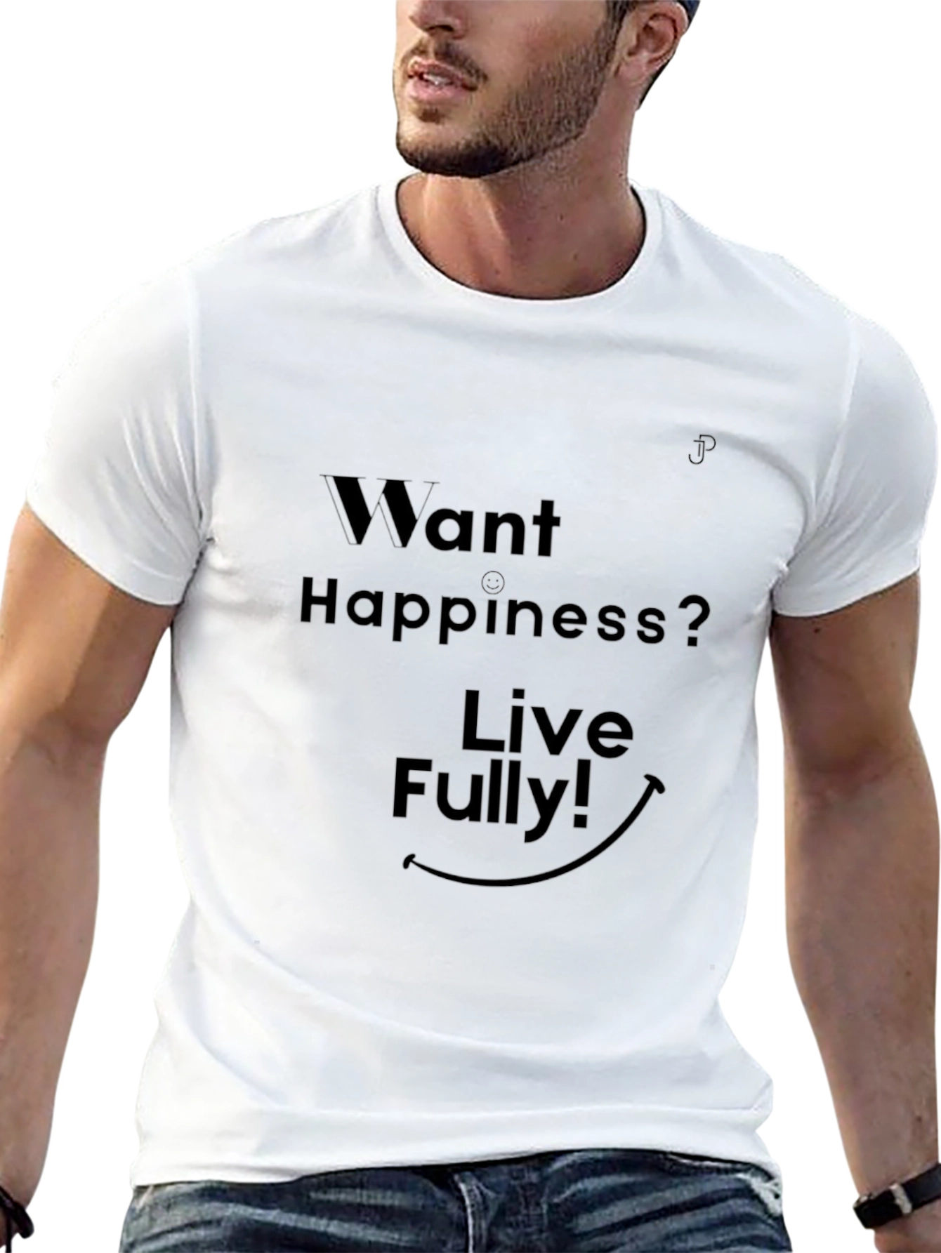 Want Happiness? Live Fully! Black Graphic Tee