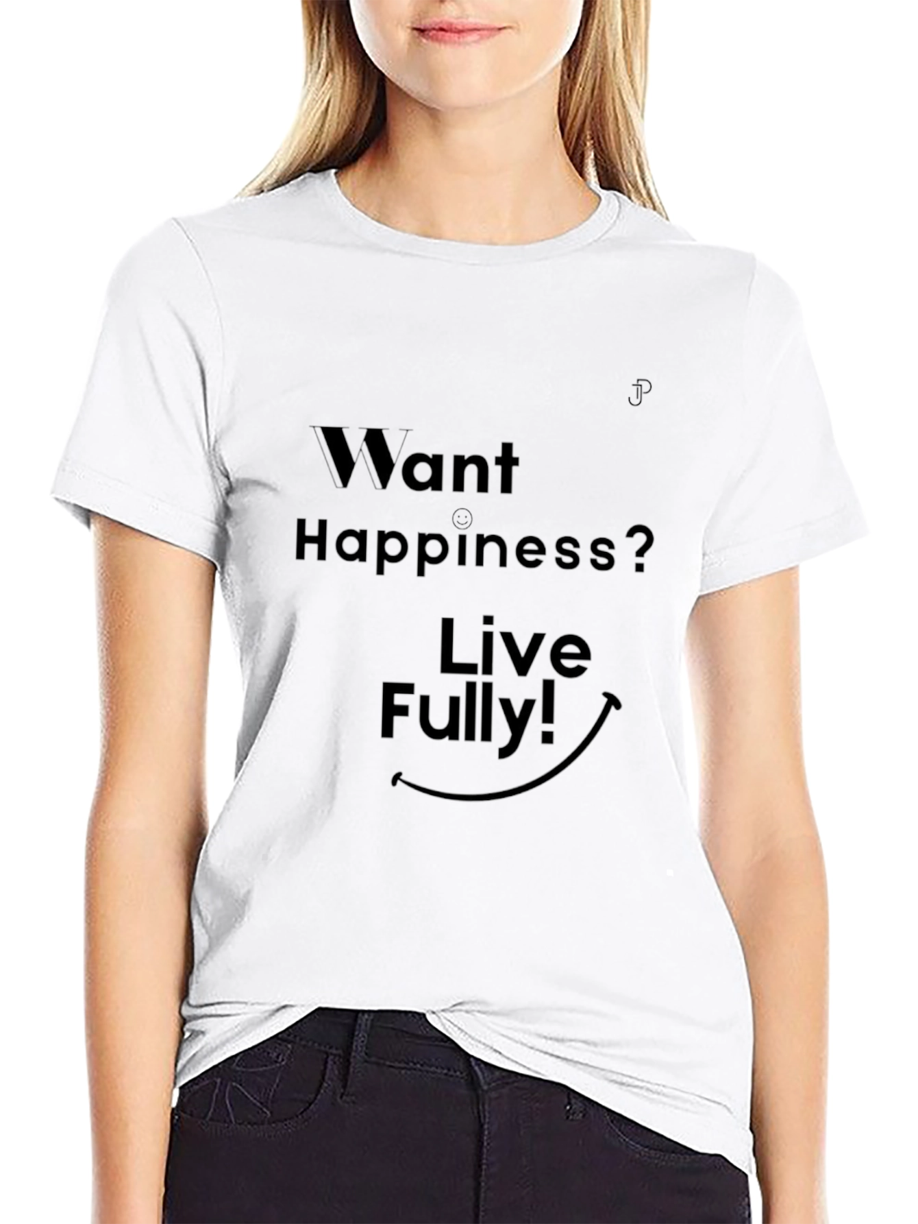 Want Happiness? Live Fully! Black Graphic Tee