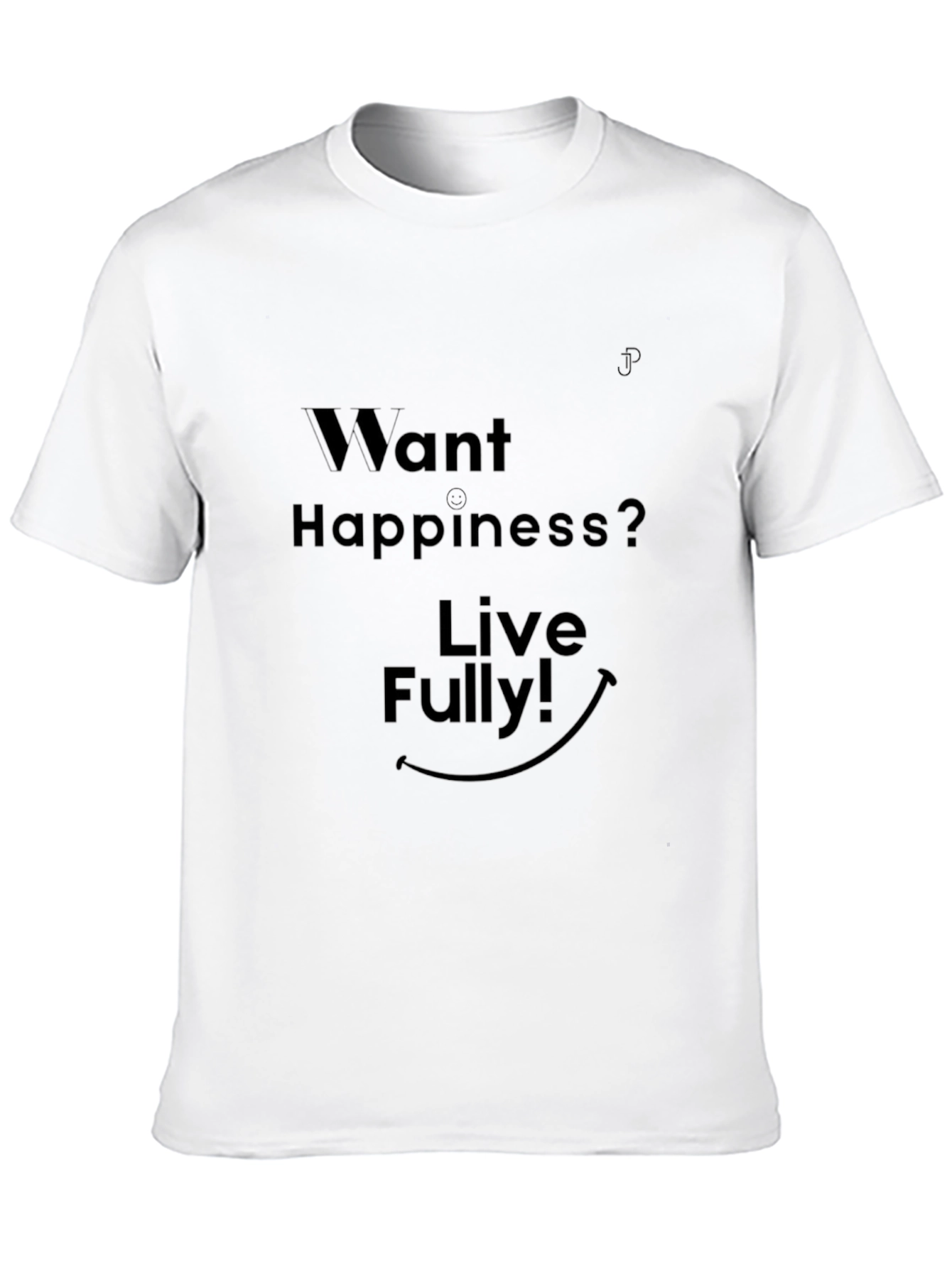 Want Happiness? Live Fully! Black Graphic Tee