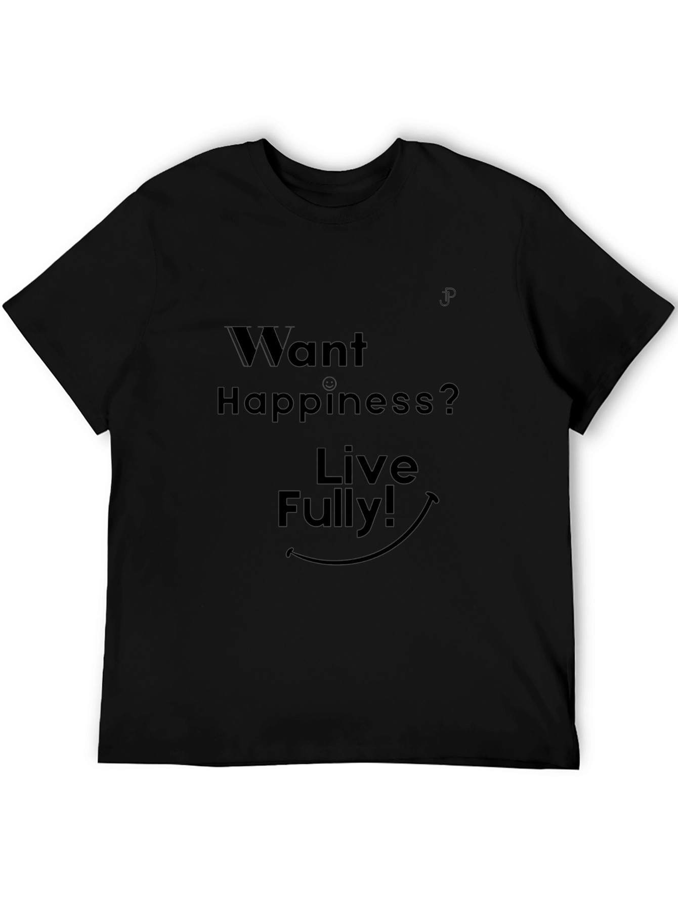 Want Happiness? Live Fully! Black Graphic Tee