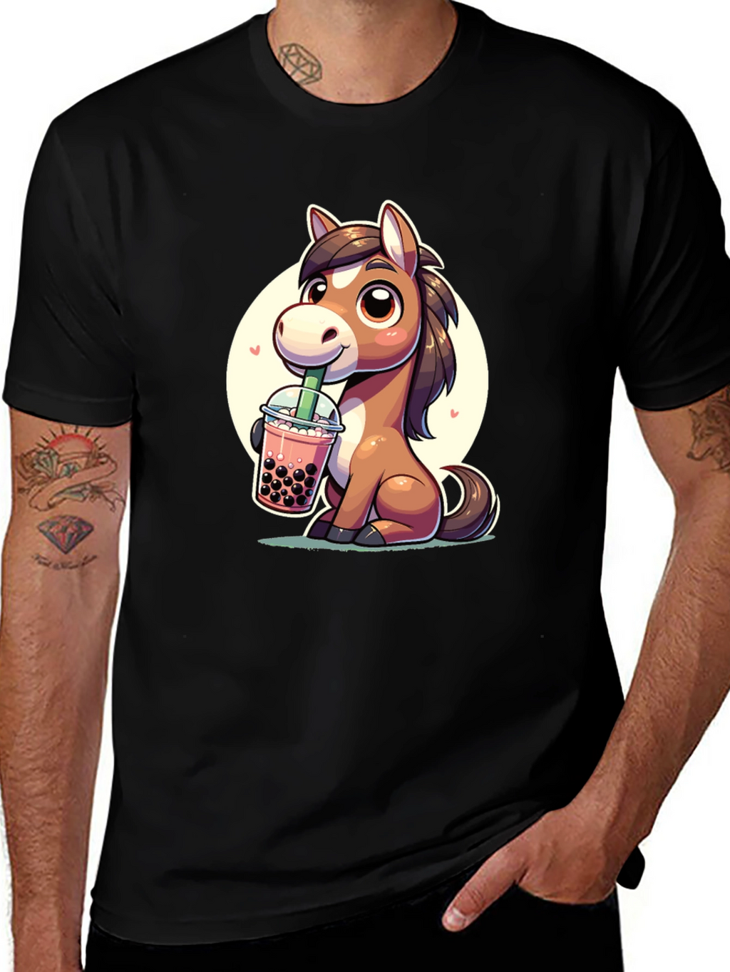 Cute Horse Boba Tea Graphic Tee
