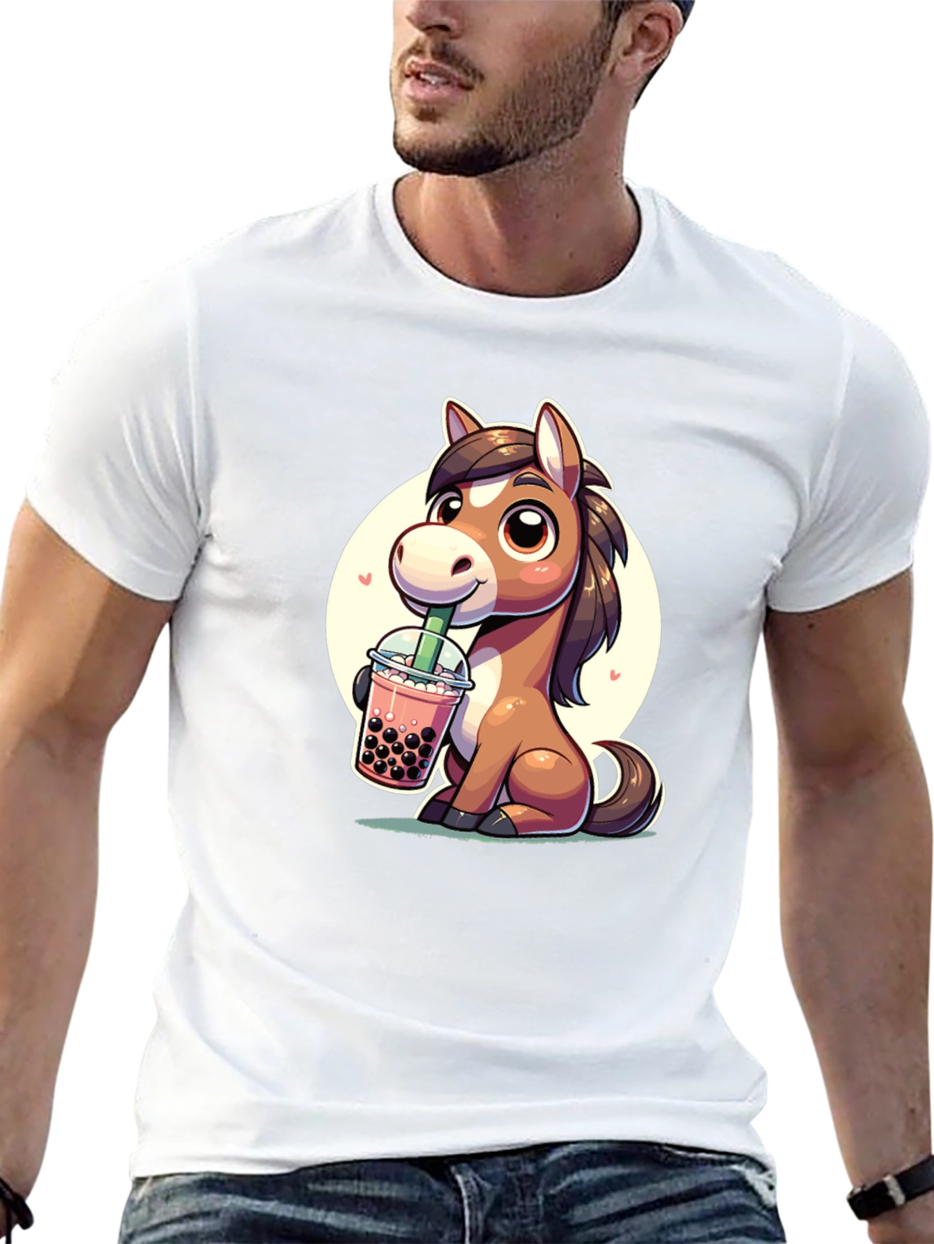 Cute Horse Boba Tea Graphic Tee