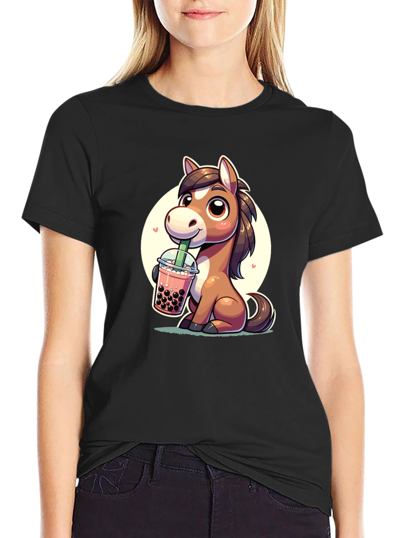 Cute Horse Boba Tea Graphic Tee