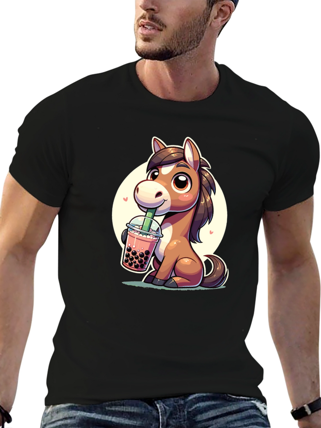 Cute Horse Boba Tea Graphic Tee