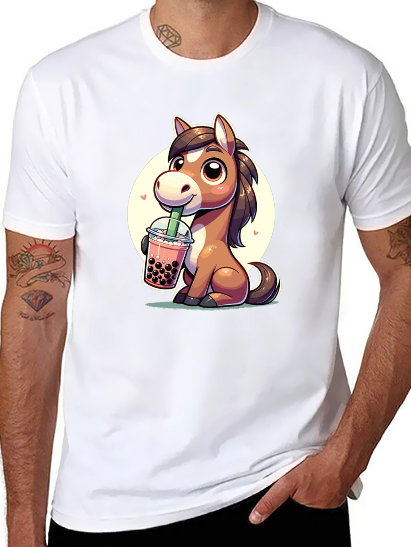 Cute Horse Boba Tea Graphic Tee