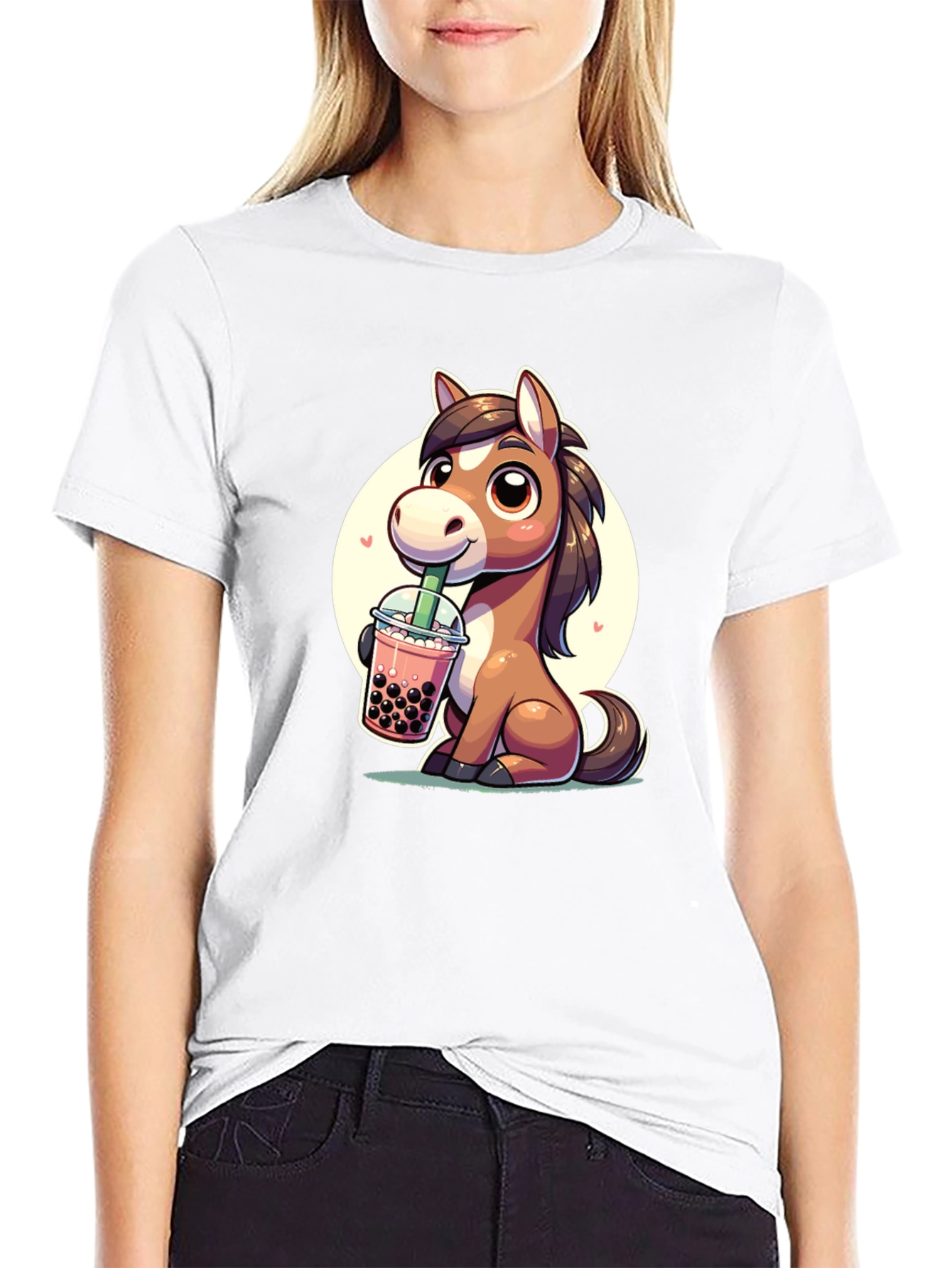 Cute Horse Boba Tea Graphic Tee
