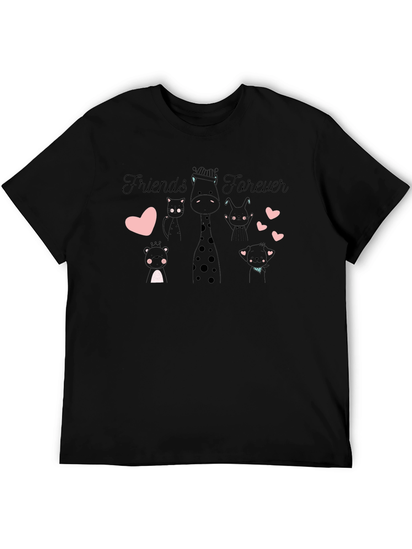 Friends Forever Black Graphic T-Shirt