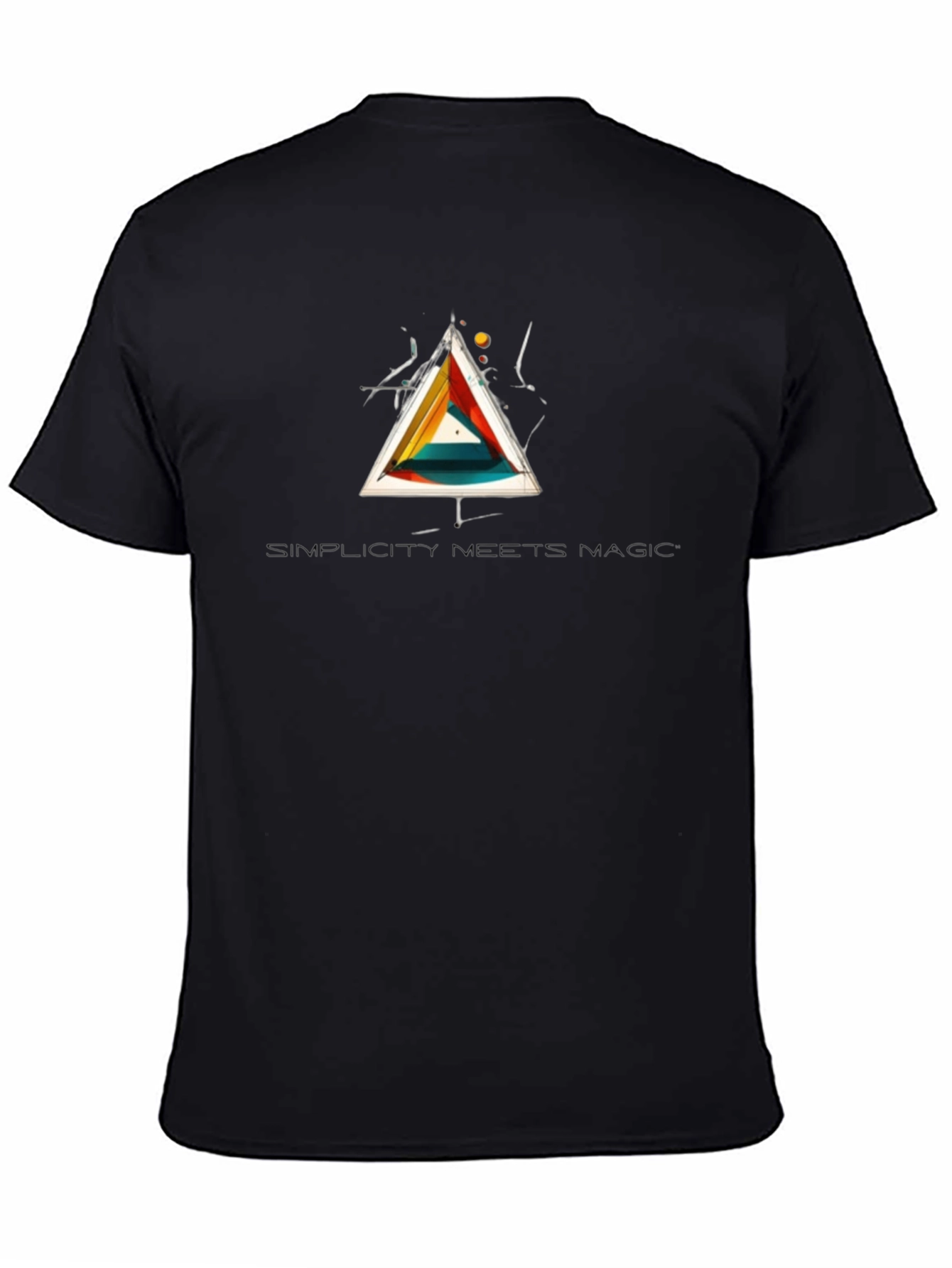 Abstract Triangle Graphic Black T-Shirt
