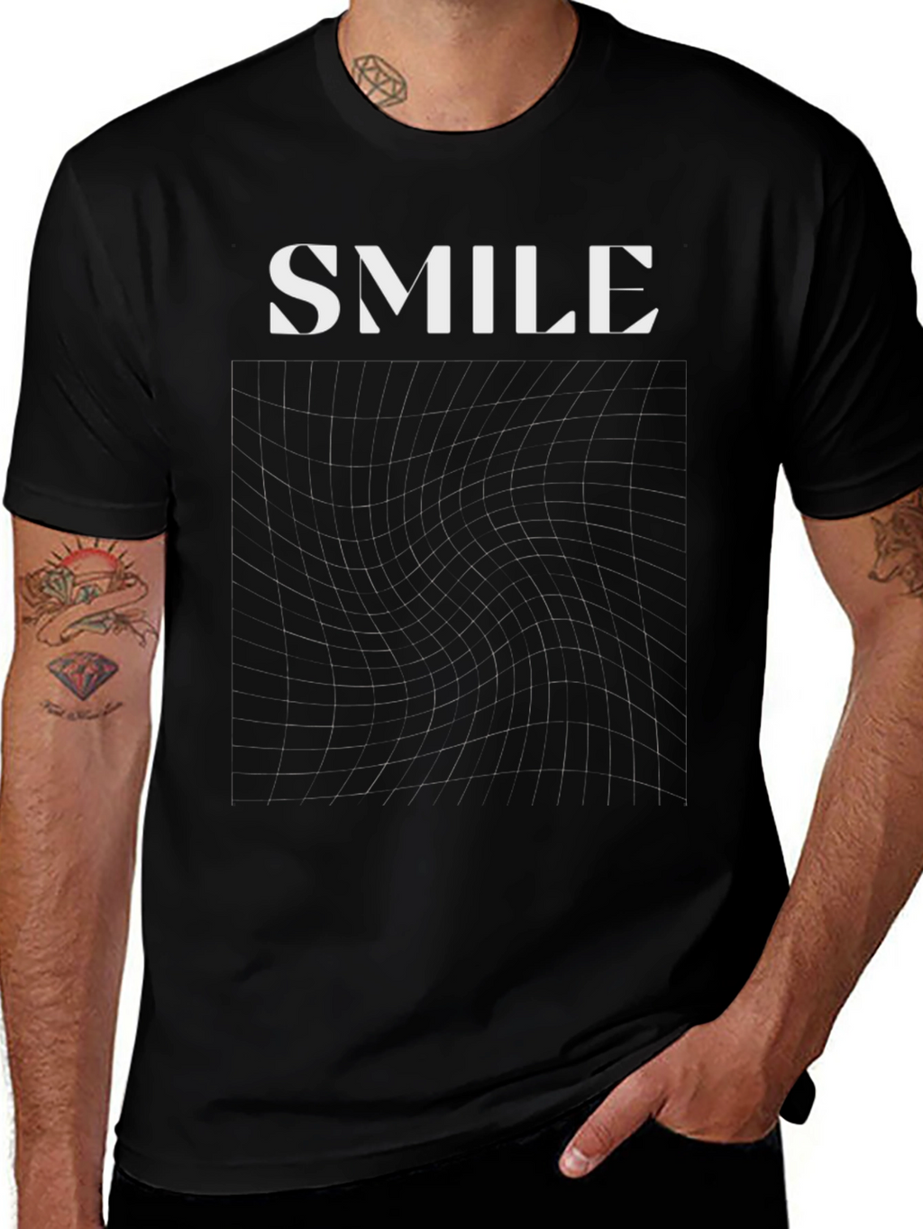 Smile Graphic Print Black T-Shirt