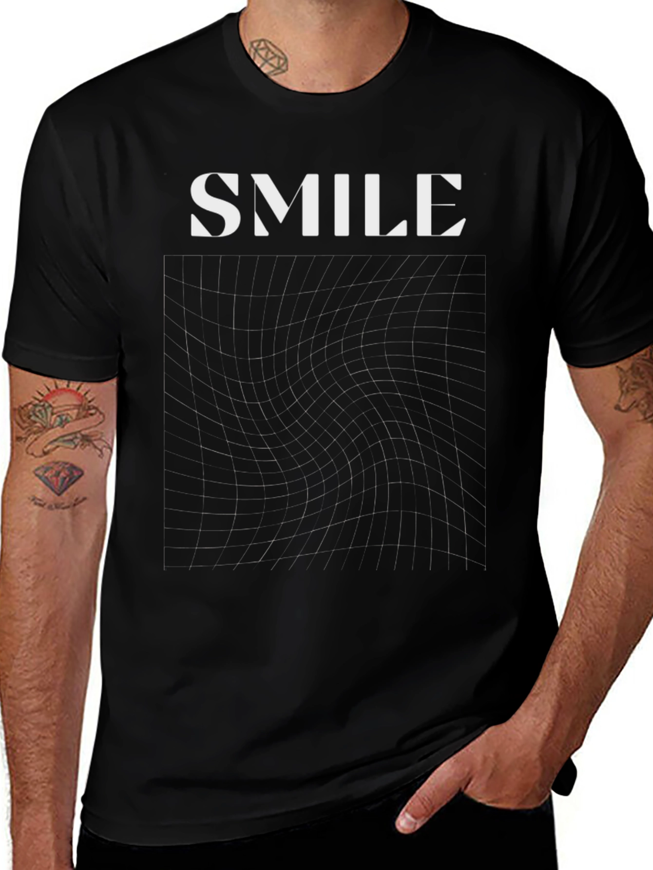 Smile Graphic Print Black T-Shirt