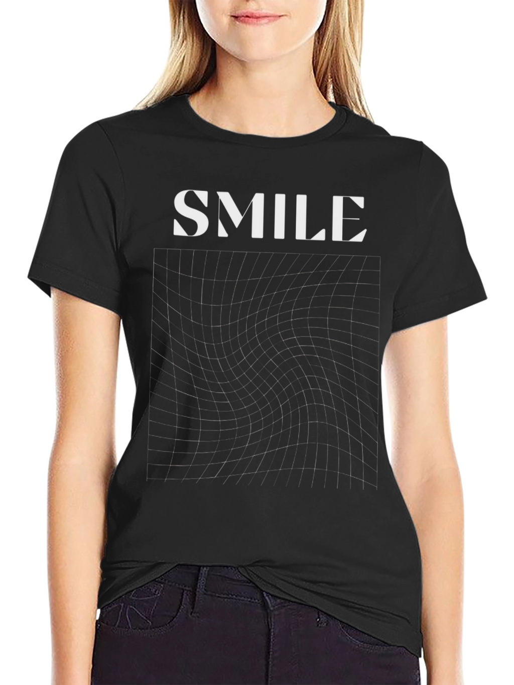 Smile Graphic Print Black T-Shirt