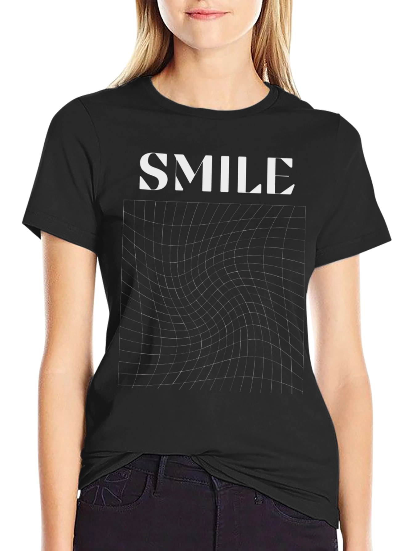 Smile Graphic Print Black T-Shirt