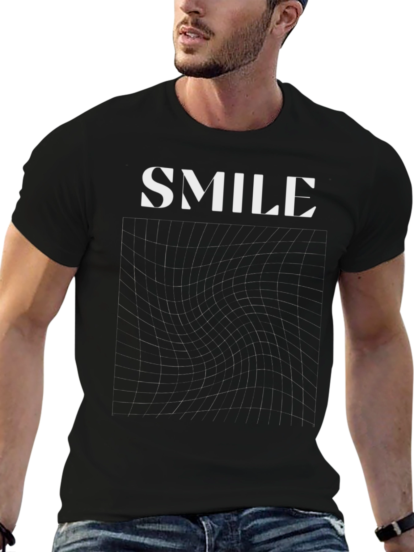 Smile Graphic Print Black T-Shirt
