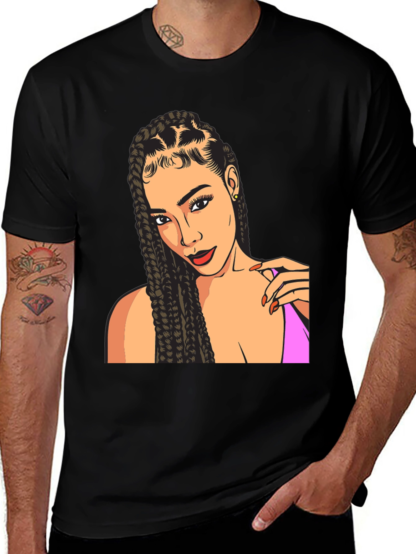 Woman Portrait Graphic Tee - Stylish Black T-Shirt