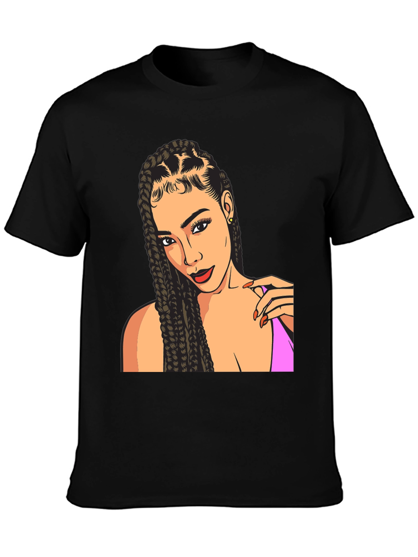 Woman Portrait Graphic Tee - Stylish Black T-Shirt