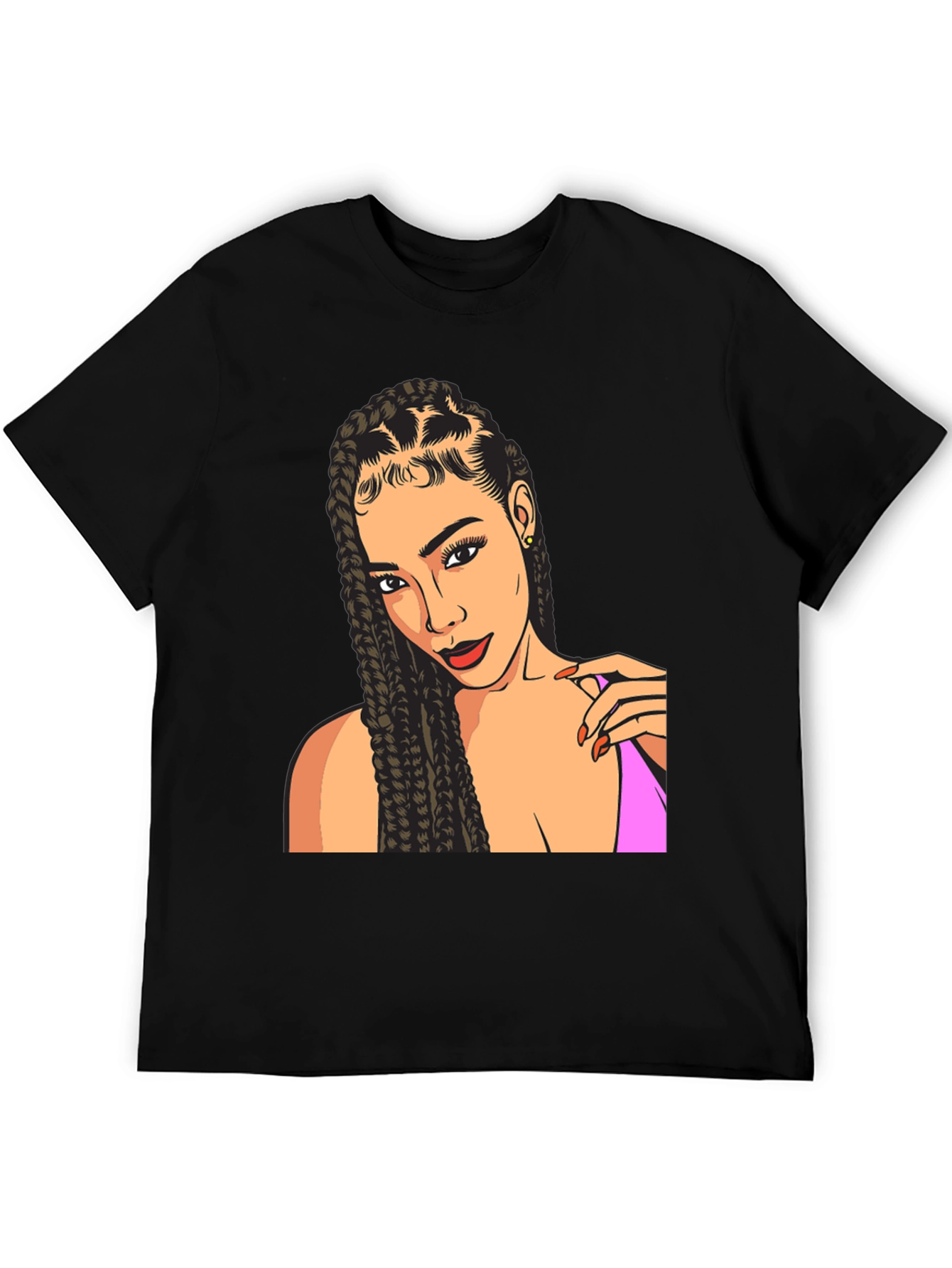 Woman Portrait Graphic Tee - Stylish Black T-Shirt