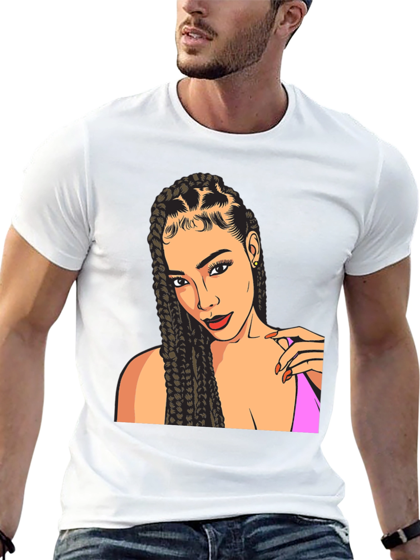 Woman Portrait Graphic Tee - Stylish Black T-Shirt