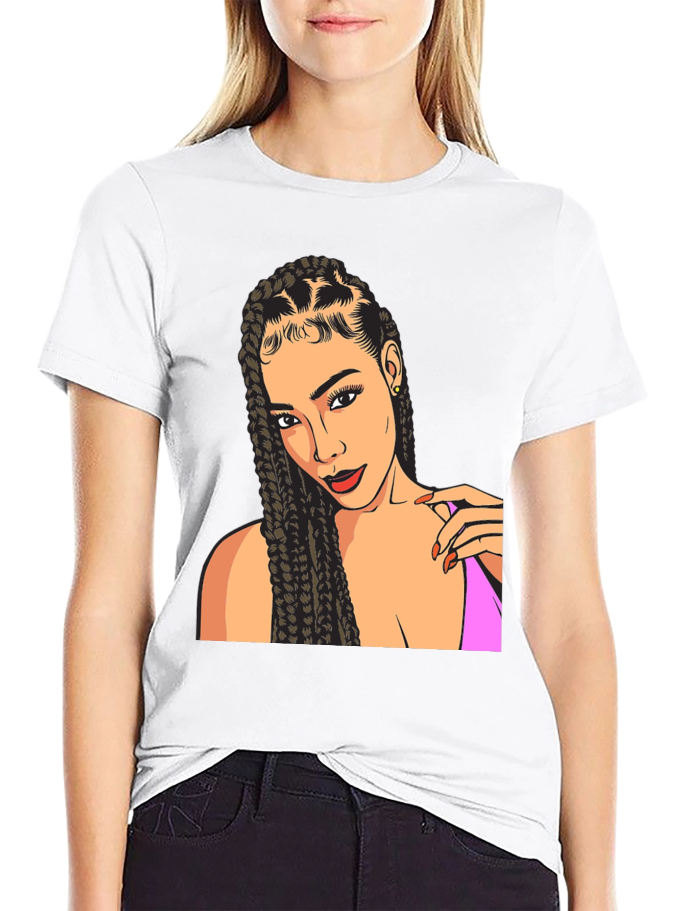 Woman Portrait Graphic Tee - Stylish Black T-Shirt