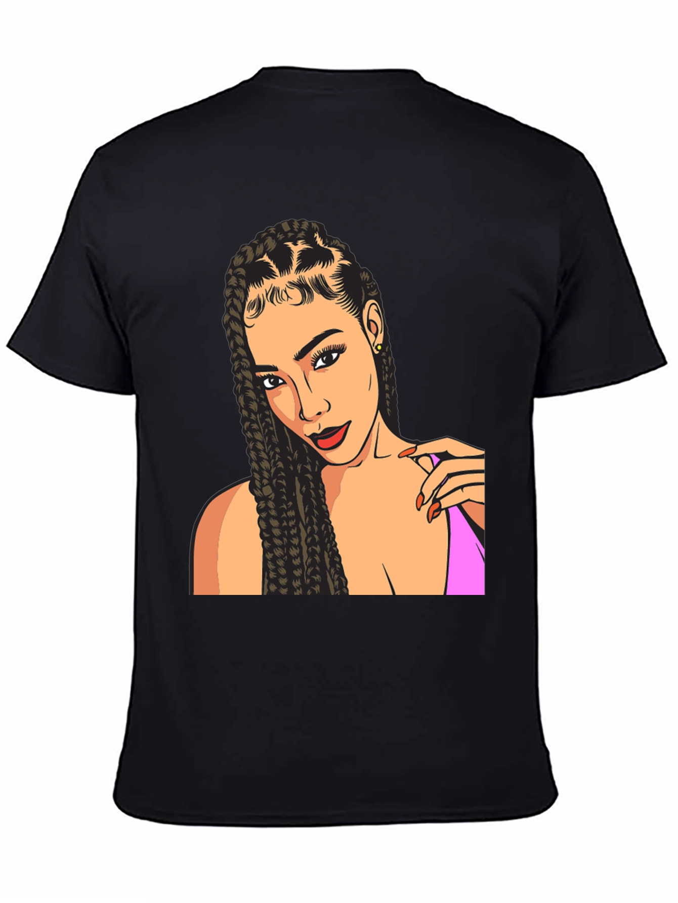 Woman Portrait Graphic Tee - Stylish Black T-Shirt