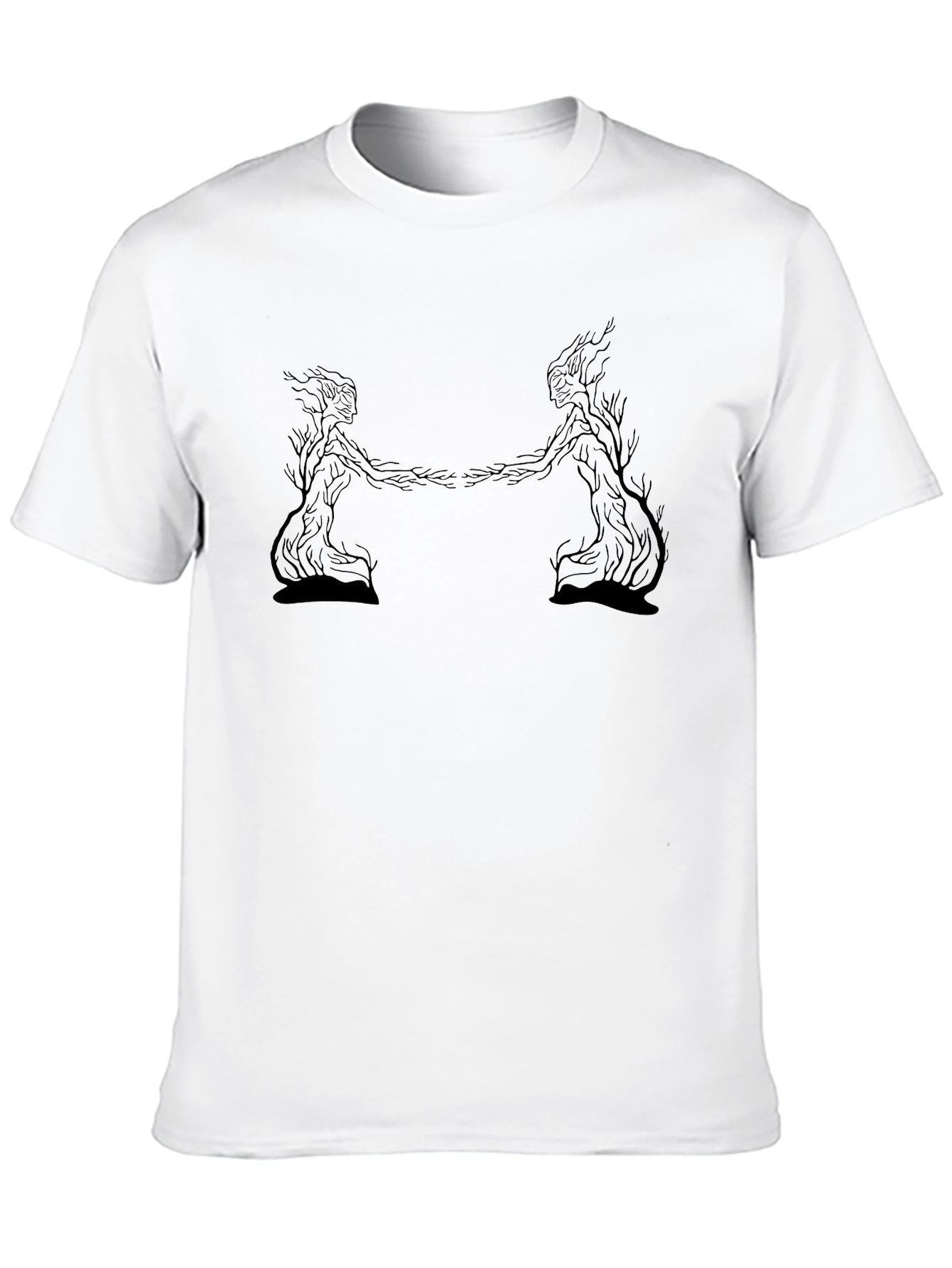 Black T-Shirt with Tree Spirits Graphic