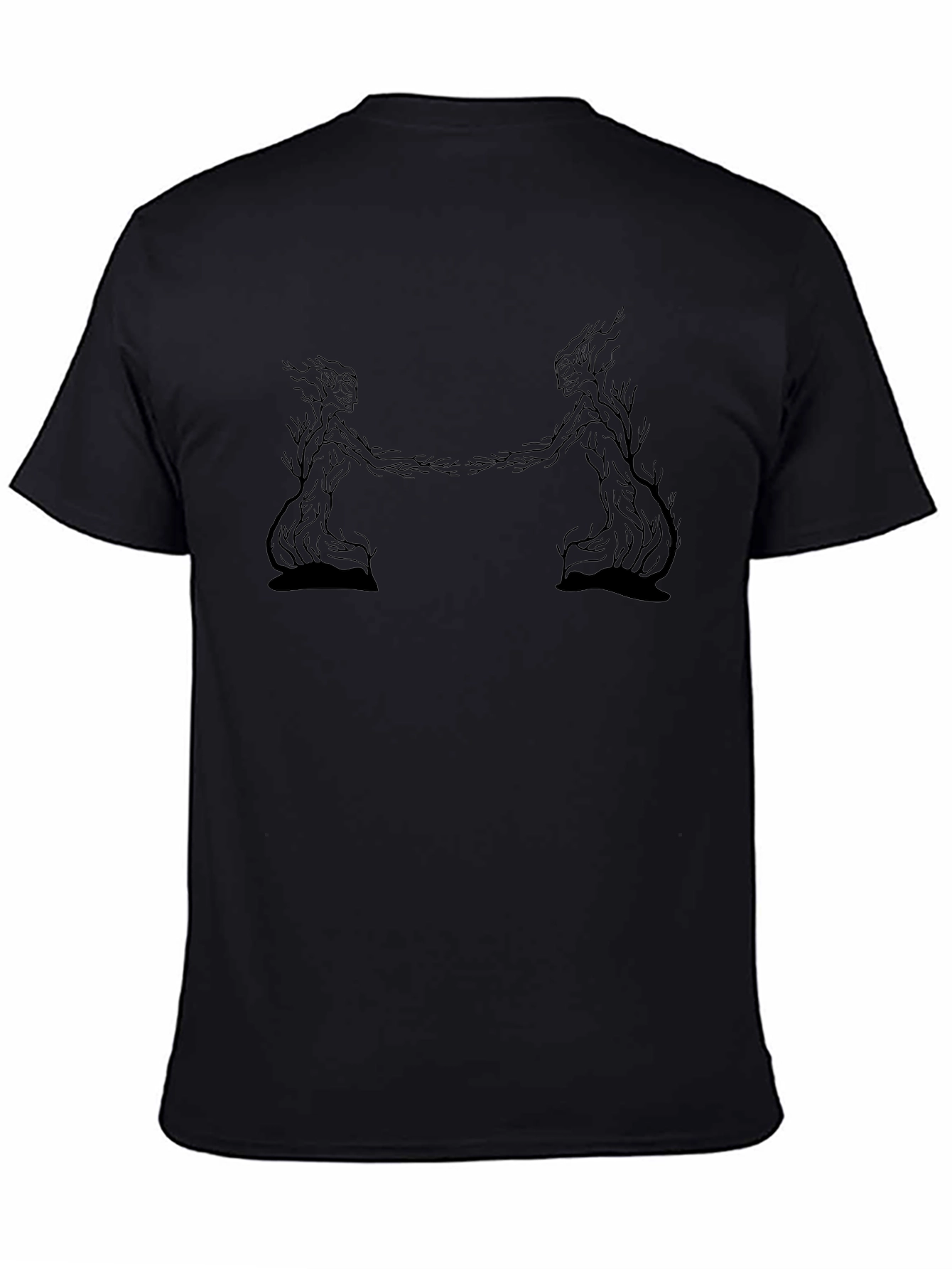 Black T-Shirt with Tree Spirits Graphic