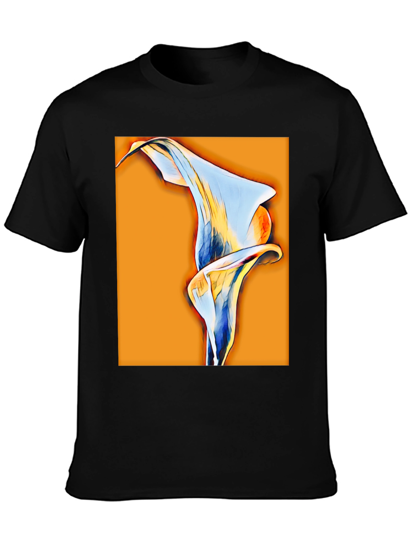 Abstract Calla Lily Graphic Tee - Black