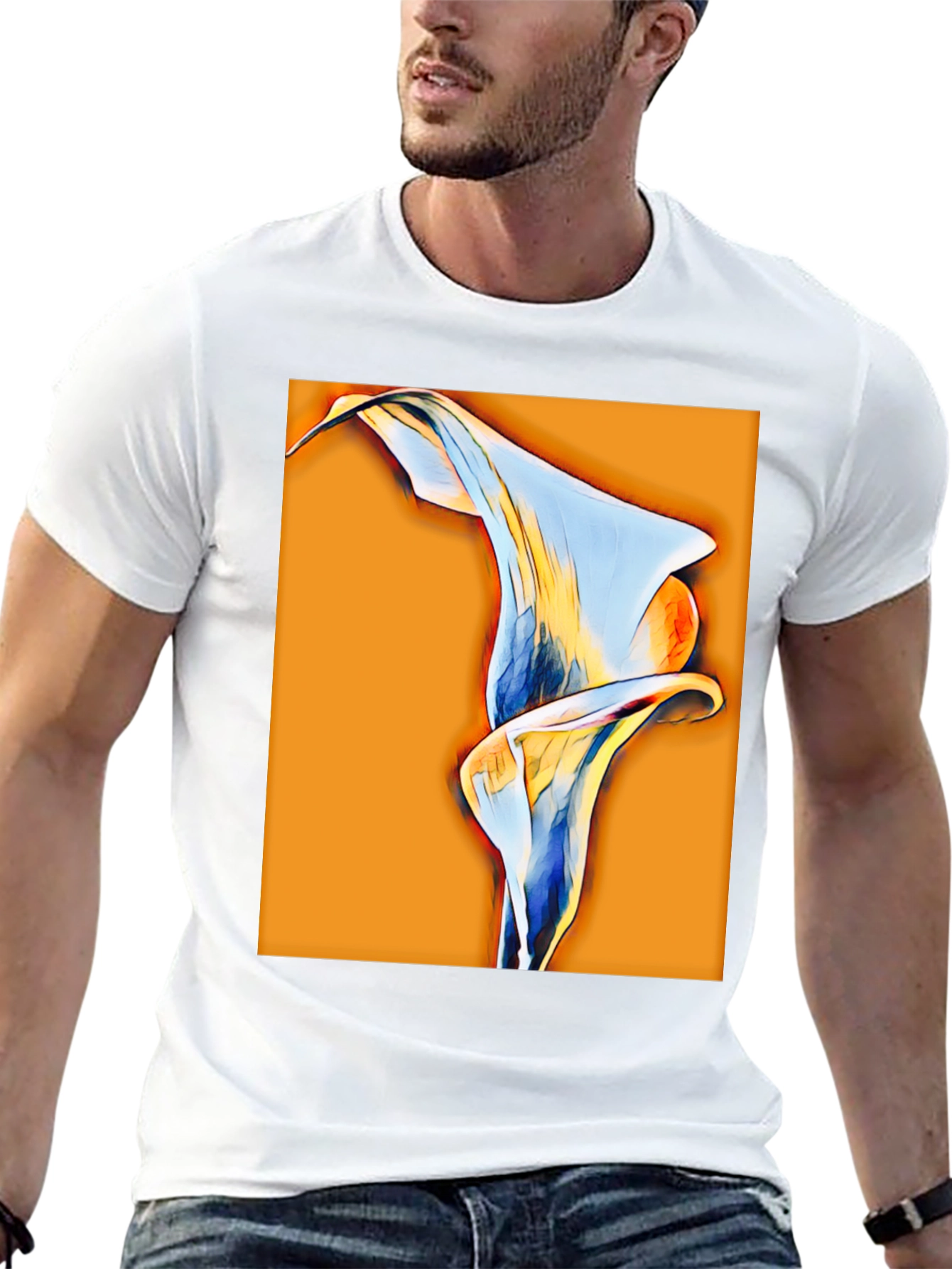 Abstract Calla Lily Graphic Tee - Black