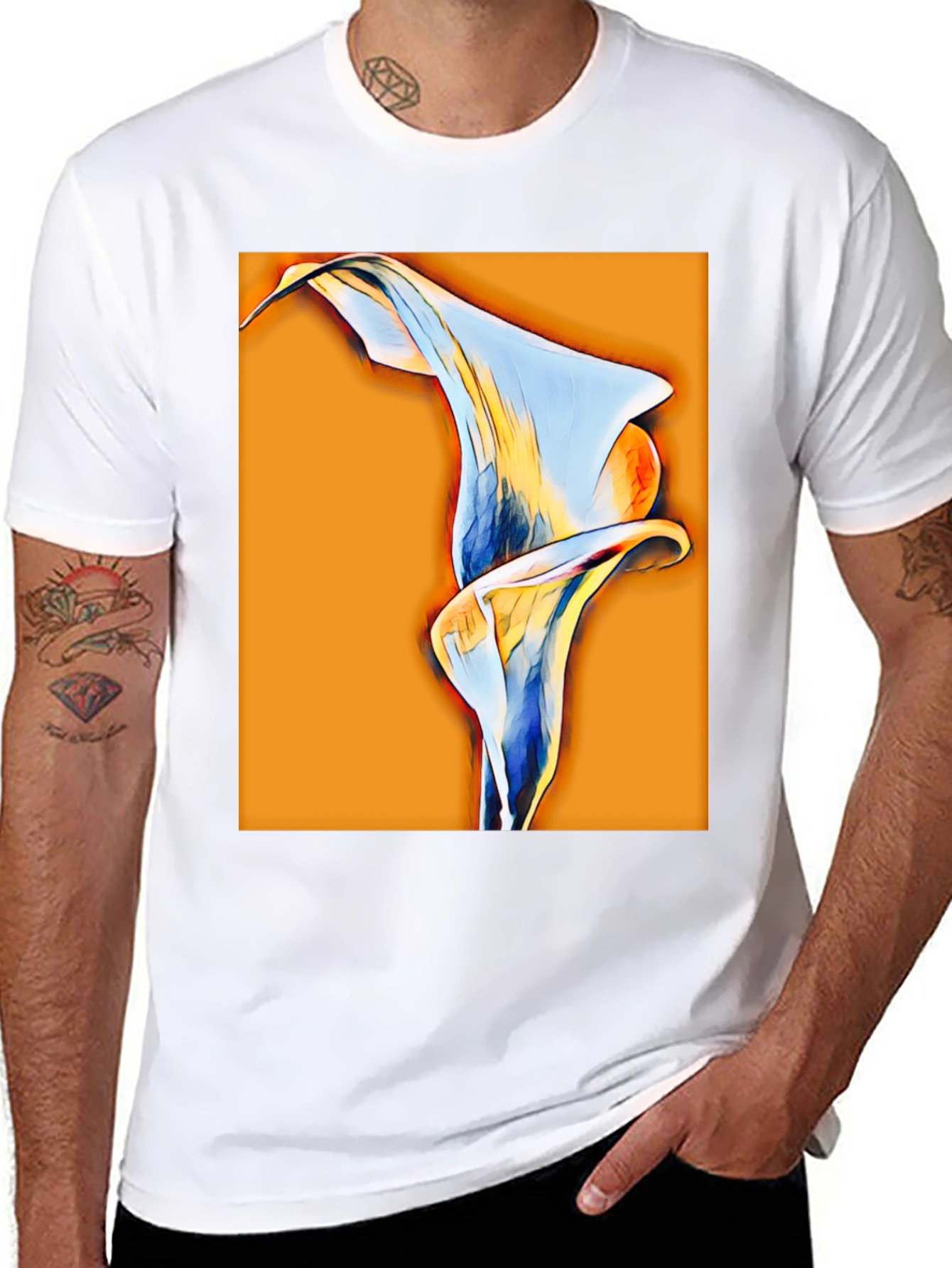 Abstract Calla Lily Graphic Tee - Black