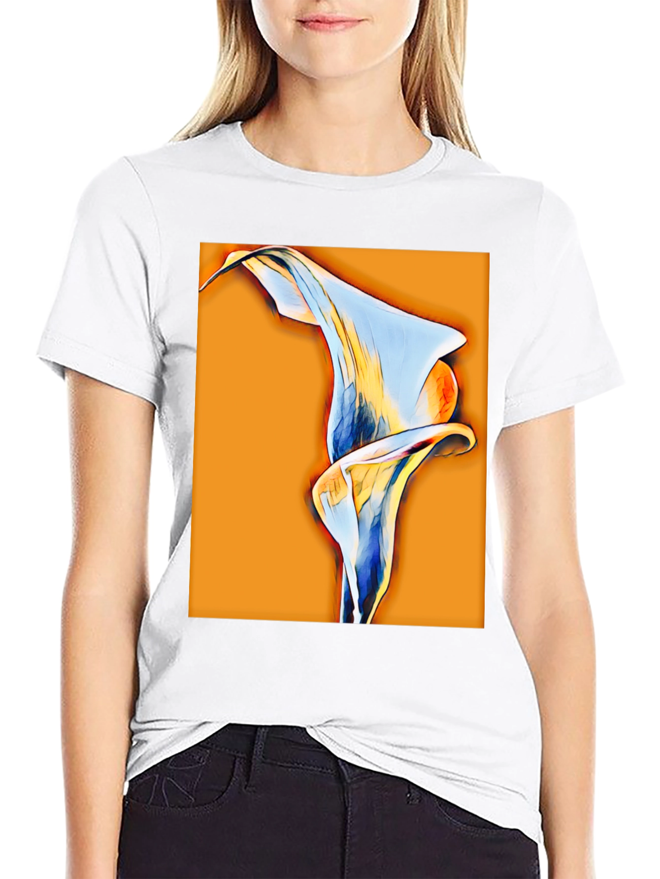 Abstract Calla Lily Graphic Tee - Black