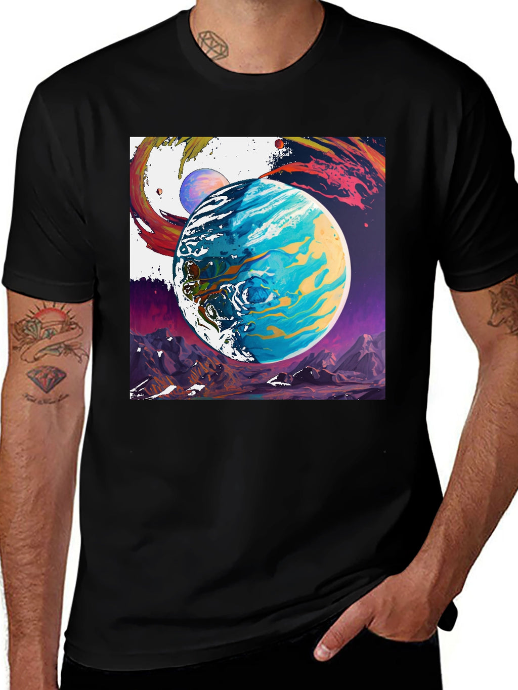 Planetscape Graphic Tee - Artistic Space Design