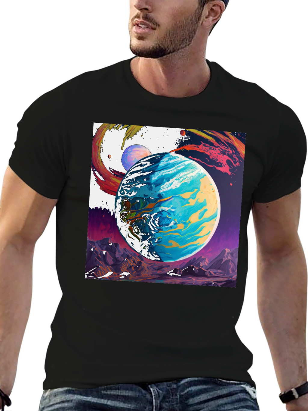 Planetscape Graphic Tee - Artistic Space Design