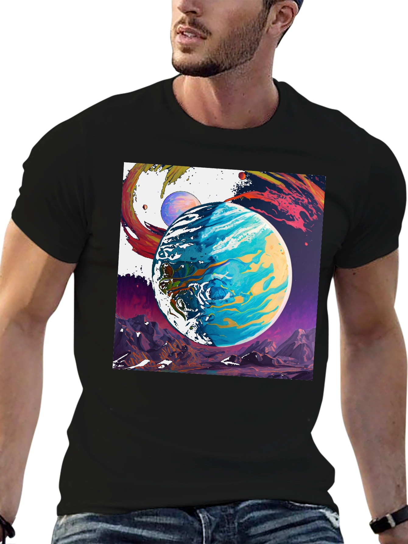 Planetscape Graphic Tee - Artistic Space Design