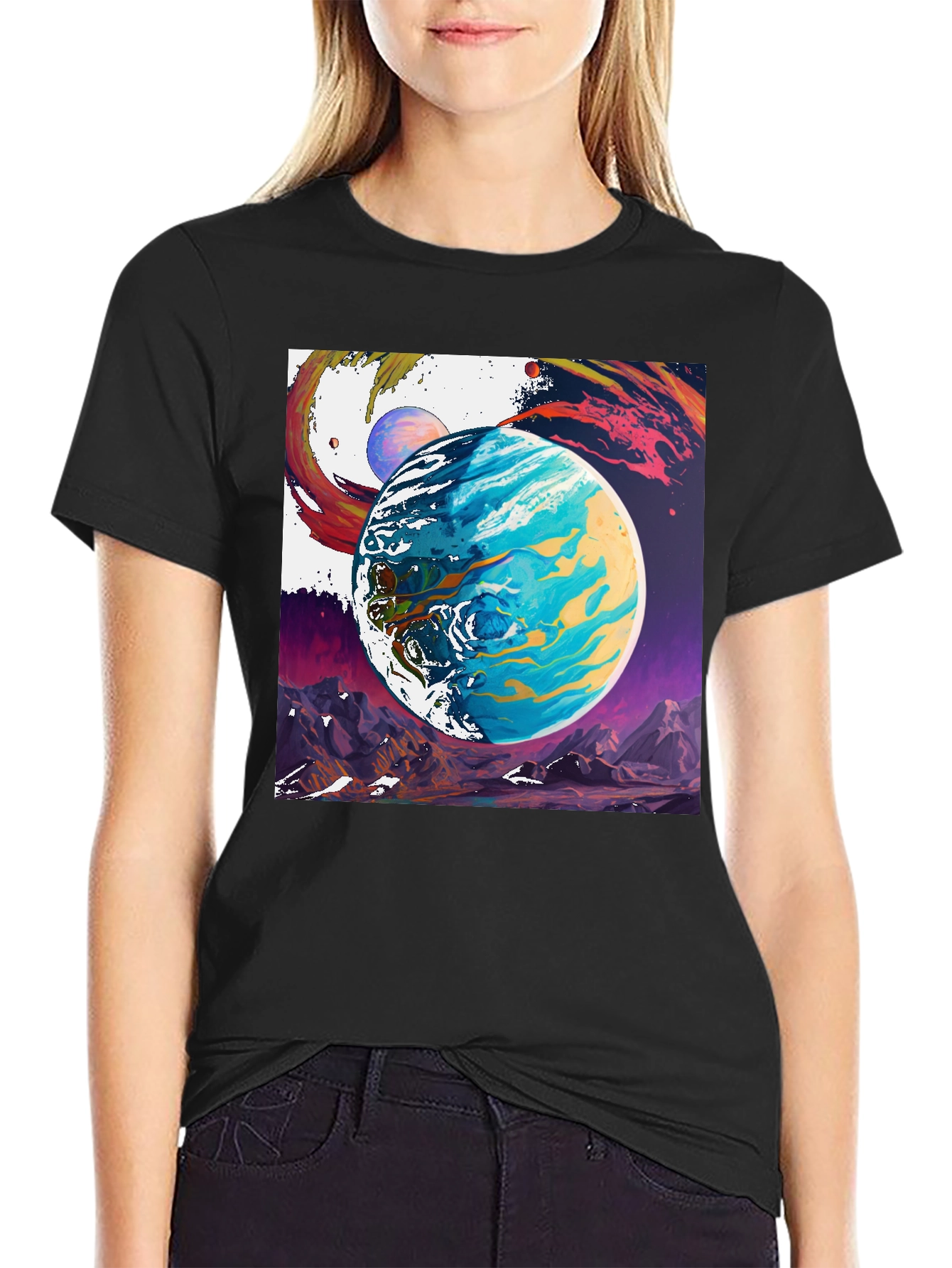 Planetscape Graphic Tee - Artistic Space Design