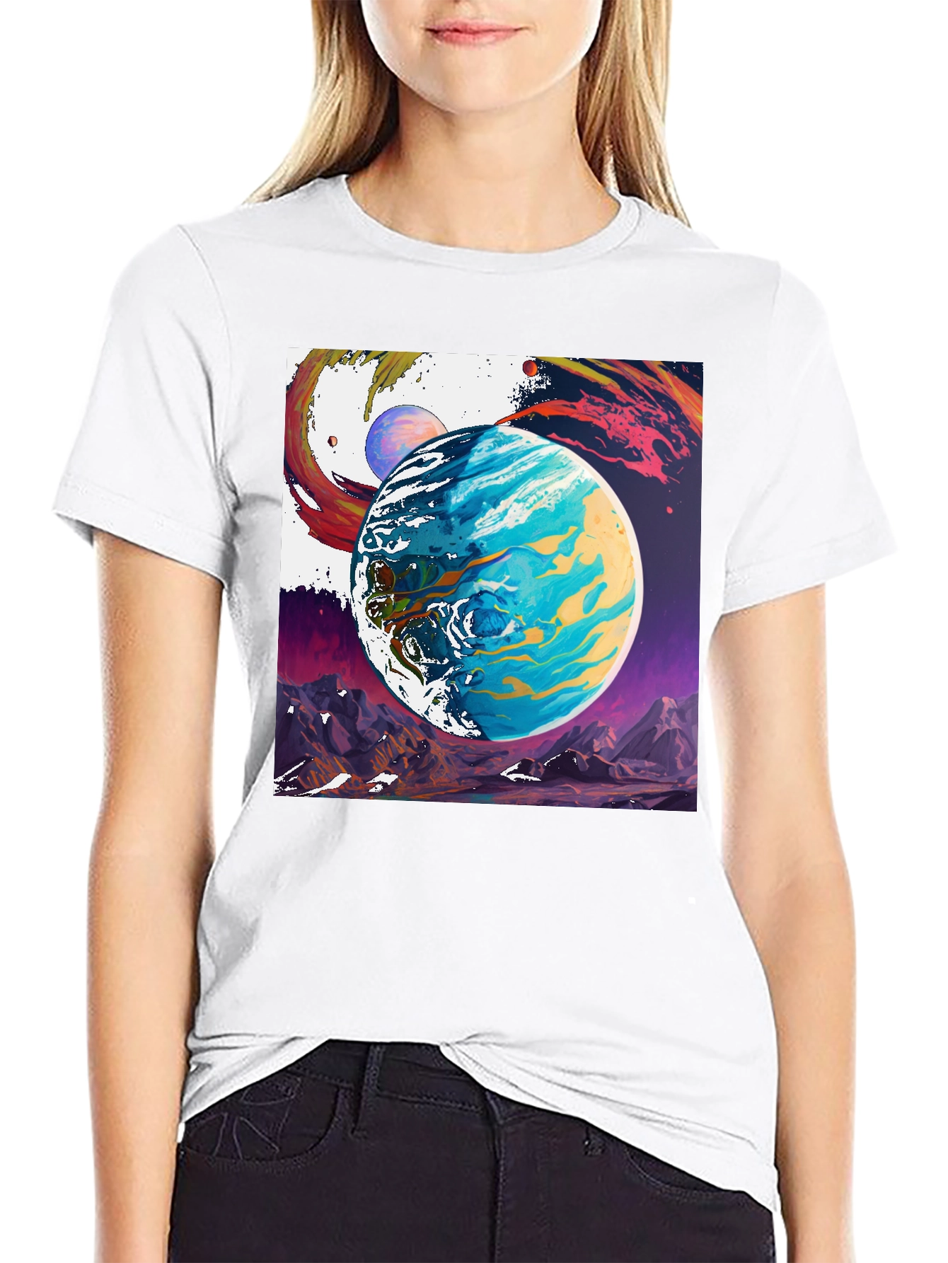 Planetscape Graphic Tee - Artistic Space Design