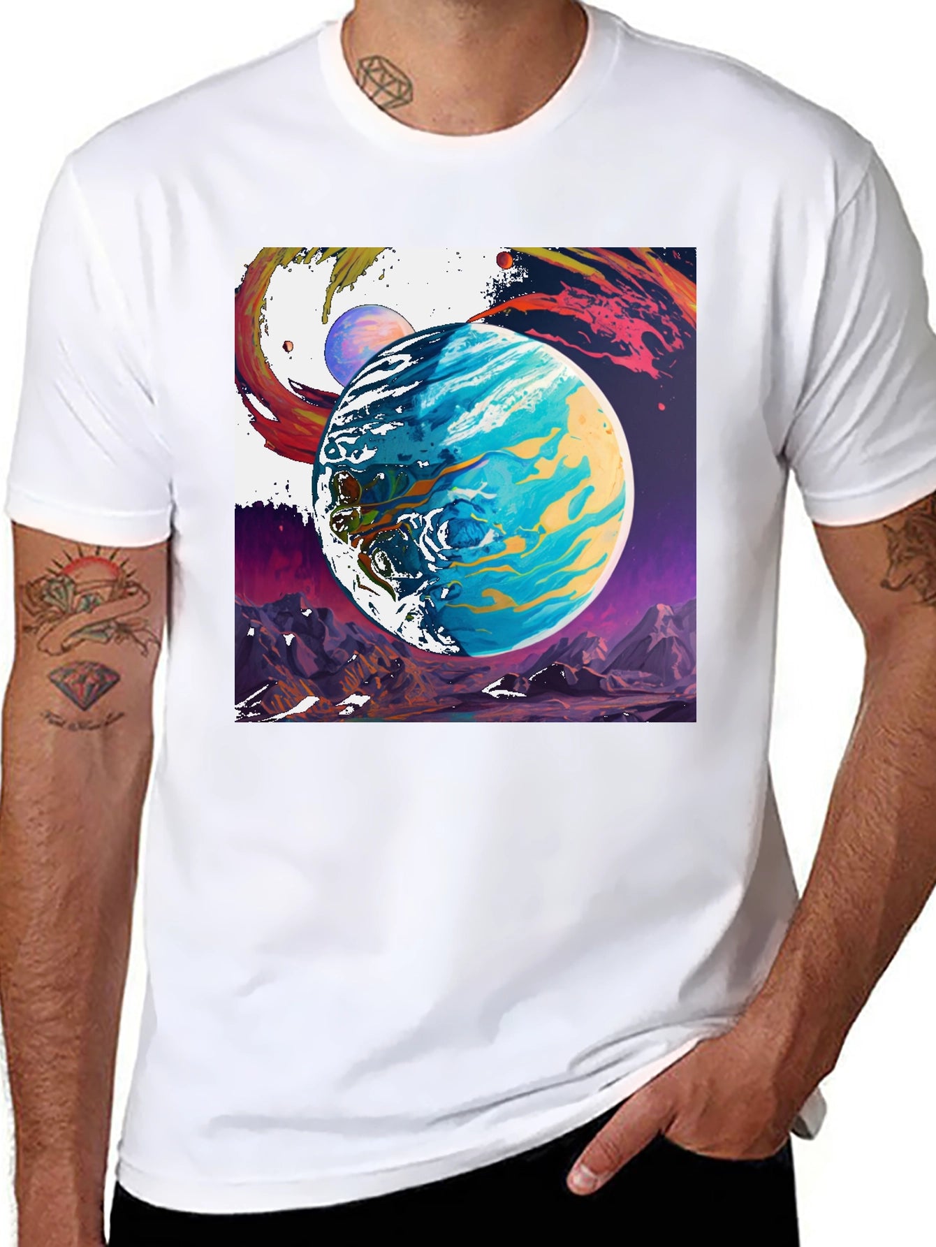 Planetscape Graphic Tee - Artistic Space Design