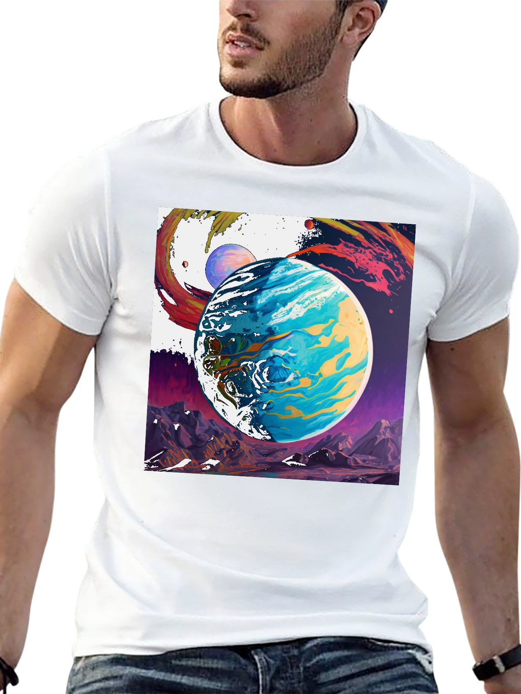 Planetscape Graphic Tee - Artistic Space Design