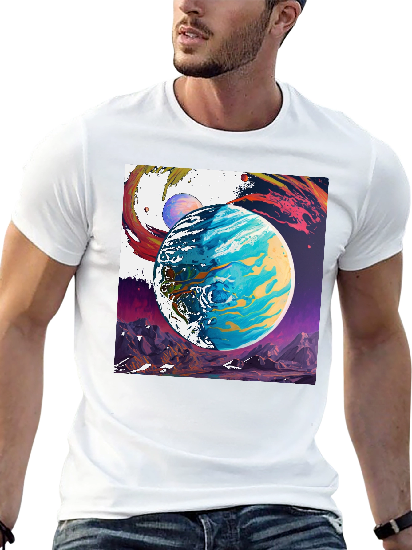 Planetscape Graphic Tee - Artistic Space Design