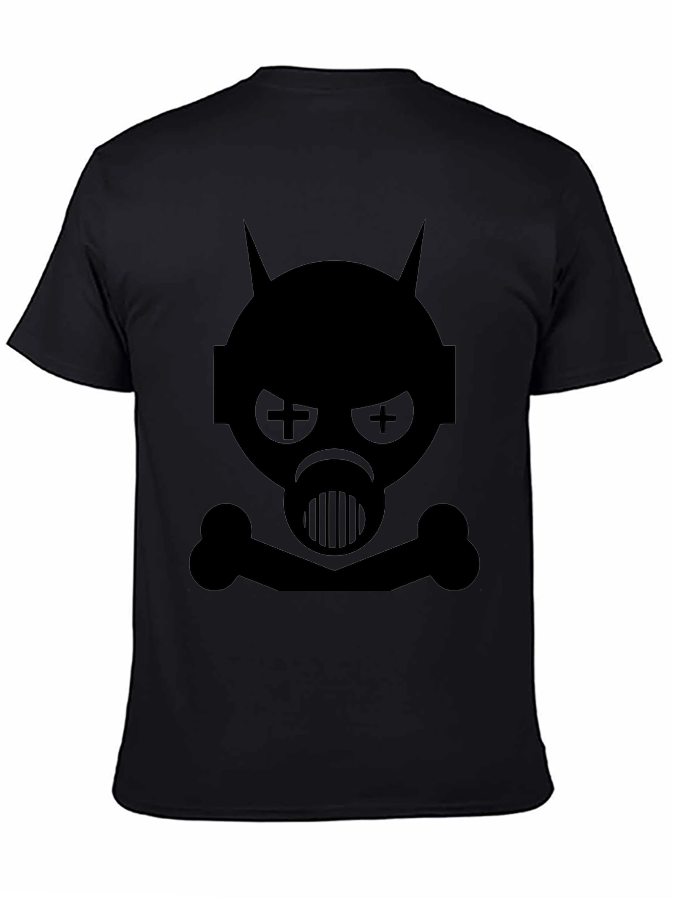 Edgy Gas Mask Skull Graphic Tee - Black