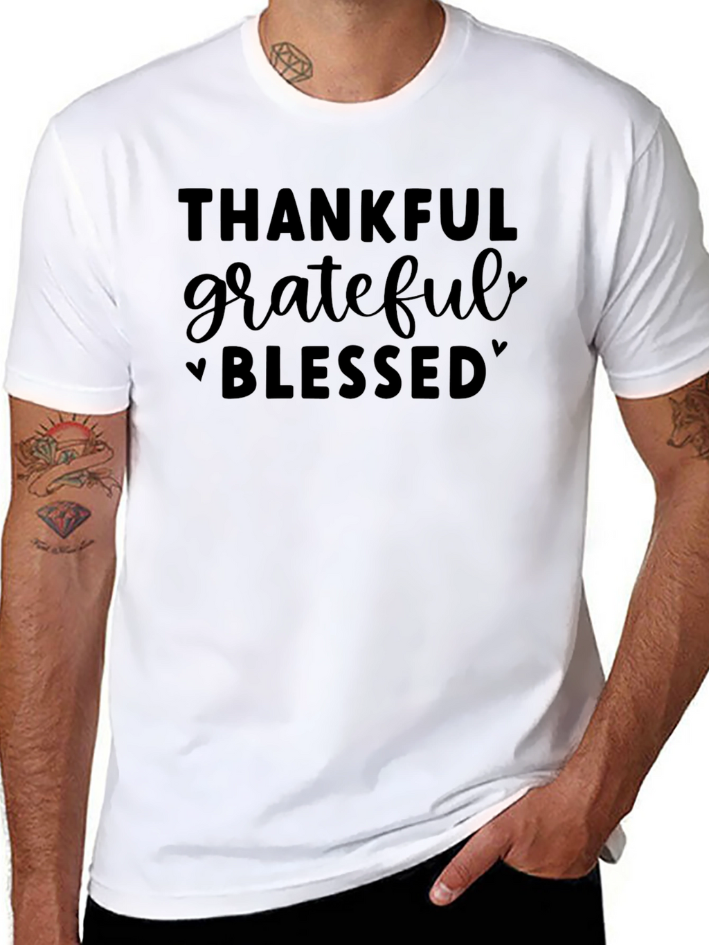 Thankful Grateful Blessed Black Graphic Tee