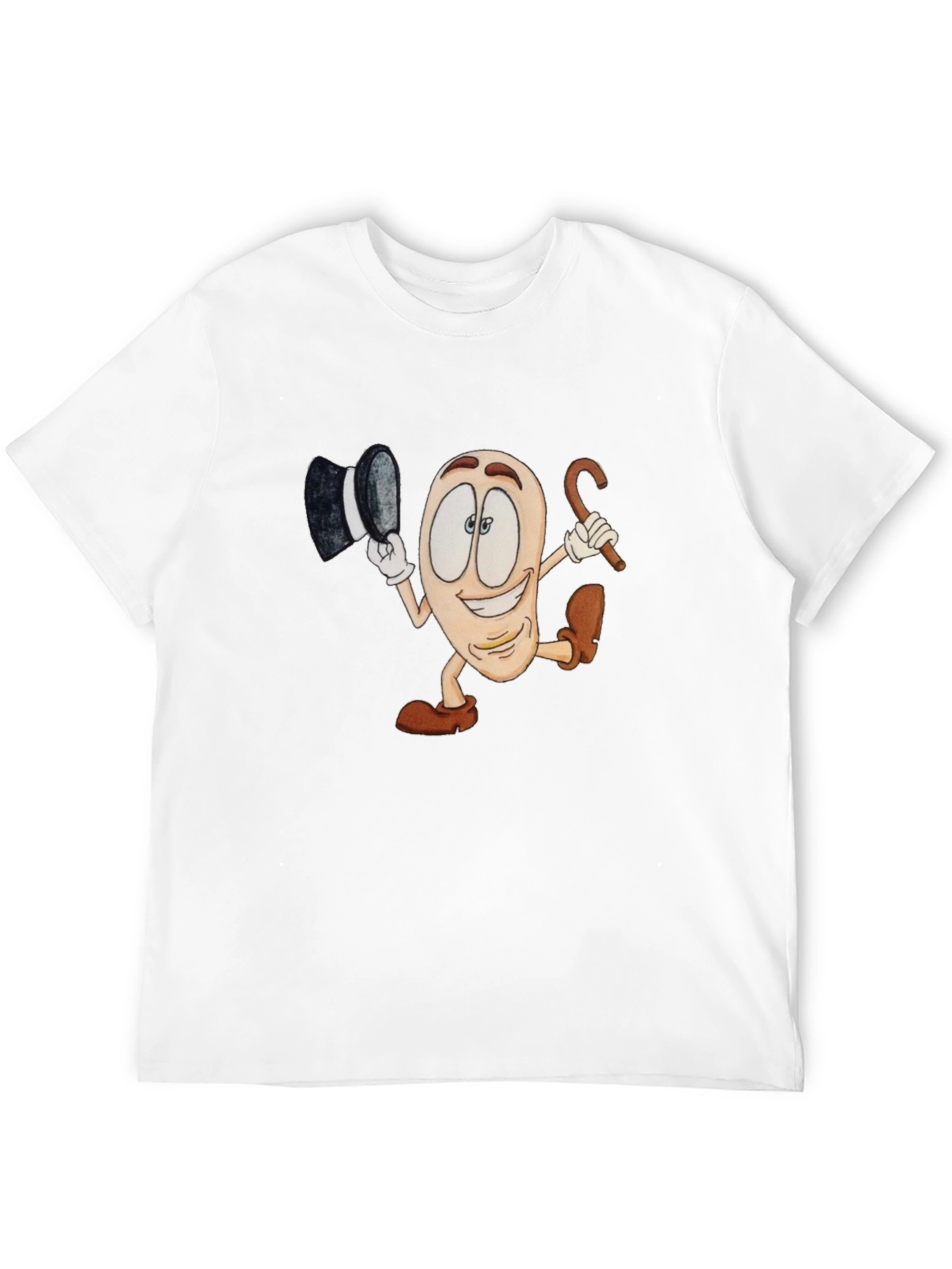 Cartoon Bean Character Black T-Shirt